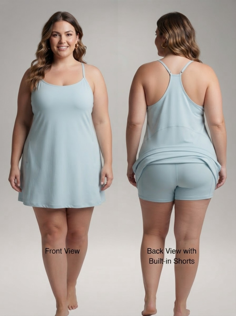 NWT All in Motion blue athletic racerback short dress , built-in shorts size 1X.